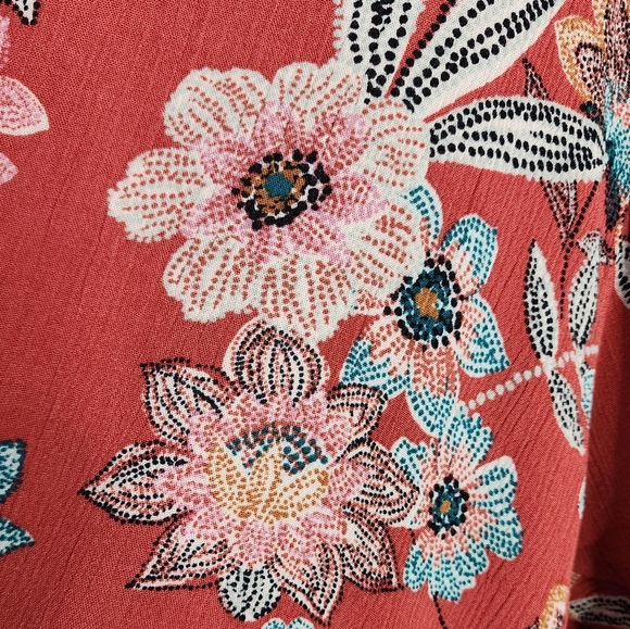 Maurice's Floral Open Front Short Flutter Sleeve Cardigan Women's 1X - Picture 12 of 16